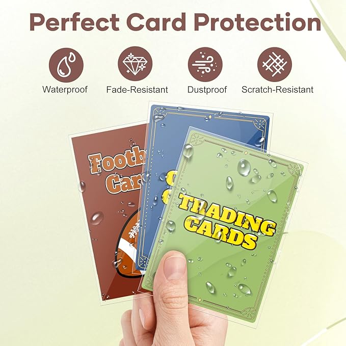 Mlikero 100 Pcs Clear Card Sleeves, Standard Size Trading Card Sleeves Cards Protector Fit for MTG, Football, Sports, Game Cards, 66 x 91 mm