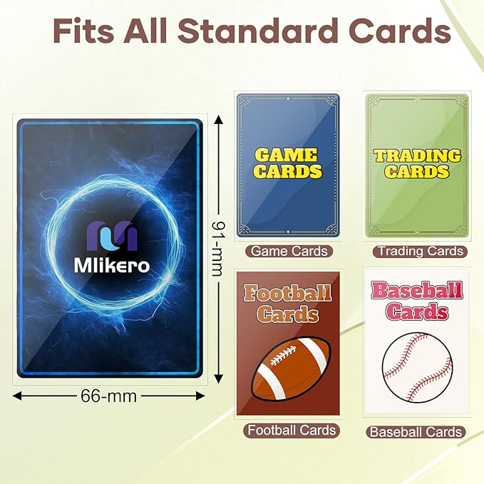 Mlikero 100 Pcs Clear Card Sleeves, Standard Size Trading Card Sleeves Cards Protector Fit for MTG, Football, Sports, Game Cards, 66 x 91 mm