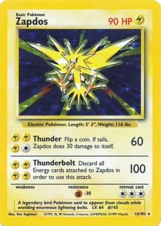 Zapdos #16 Pokemon Base Set