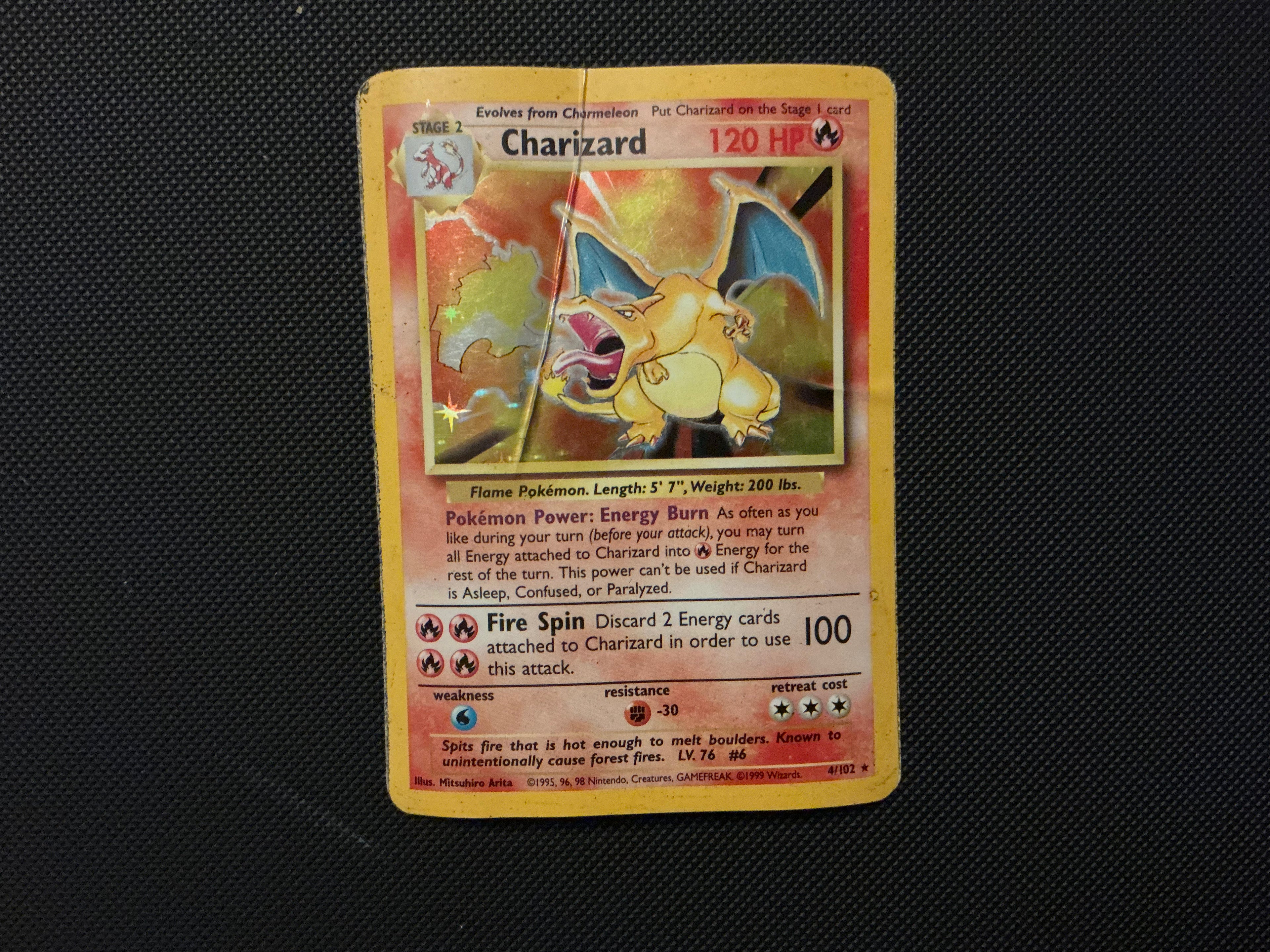 DAMAGED-Charizard #4 Pokemon Base Set